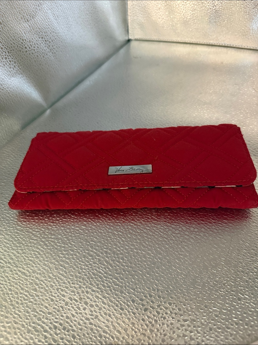 Vera Bradley Bright Red Quilted Tri Fold-Over Wallet